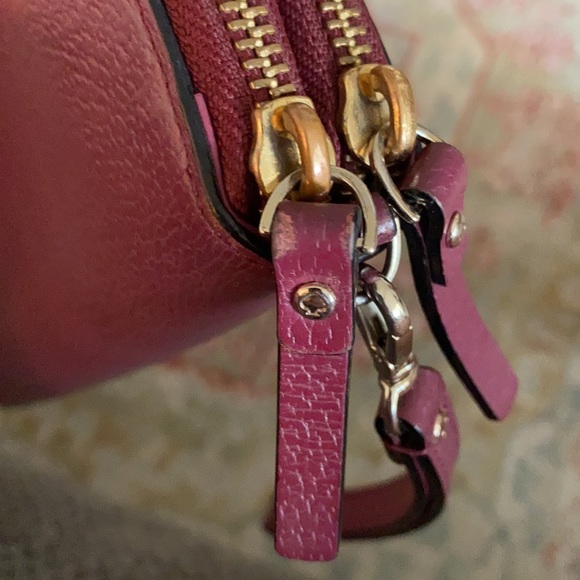Kate Spade NY Double Zipper Leather Wristlet Maroon - Picture 6 of 7